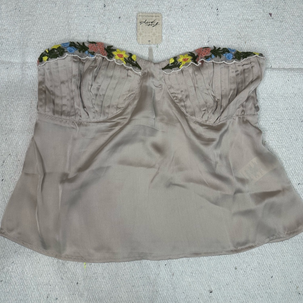 NWT Free People Ember Glow Strapless Embroidered Bustier Top - Picture 4 of 8